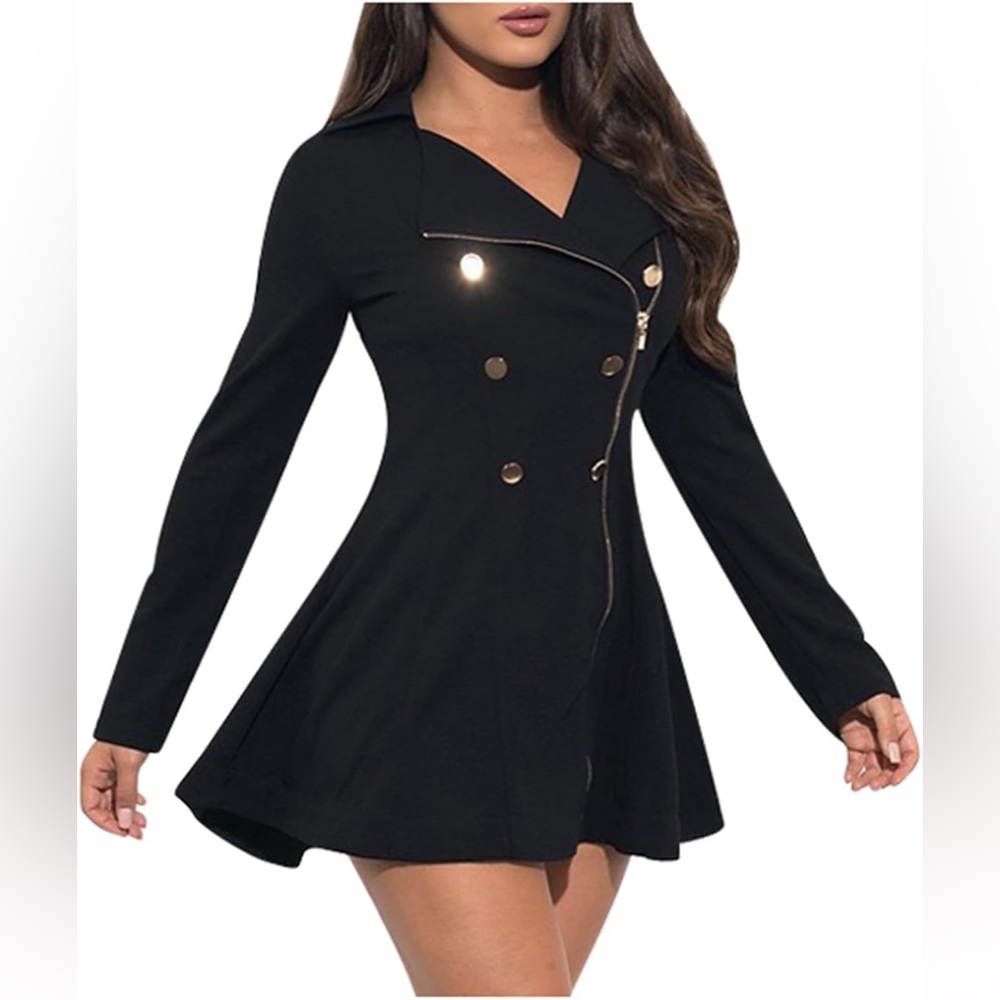 Nwt womans black ‎ Double-Breasted blazer dress nwt